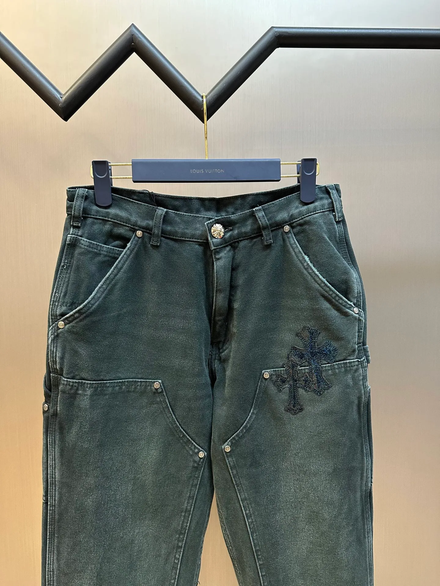 🅿️590 Crow Heart Cross Starry Sky Pastel Leather Jeans size: 31.32.33.34